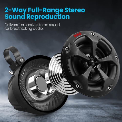 4’’ Water-Resistant Rated Off-Road Speakers - Compact PowerSport Vehicle Speaker System for ATV, UTV, 4x4, Jeep