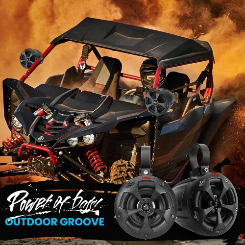 4’’ Water-Resistant Rated Off-Road Speakers - Compact PowerSport Vehicle Speaker System for ATV, UTV, 4x4, Jeep