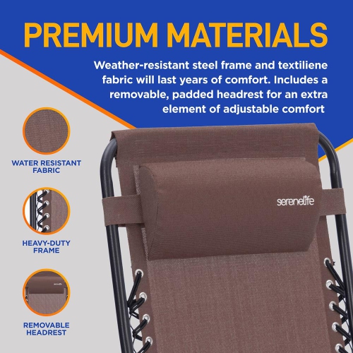 Outdoor Adjustable Zero Gravity Lounge Chair Recliners with Plastic Cup Holder Side Table and Padded Headrest Pillows, 2 Pack,