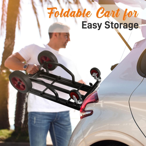 Adjustable Professional Equipment Cart - Compact 8-in-1 Folding Multi-Cart, Hand Truck/Dolly/Platform Cart, Extends Up to 27.52'' to 44.25''