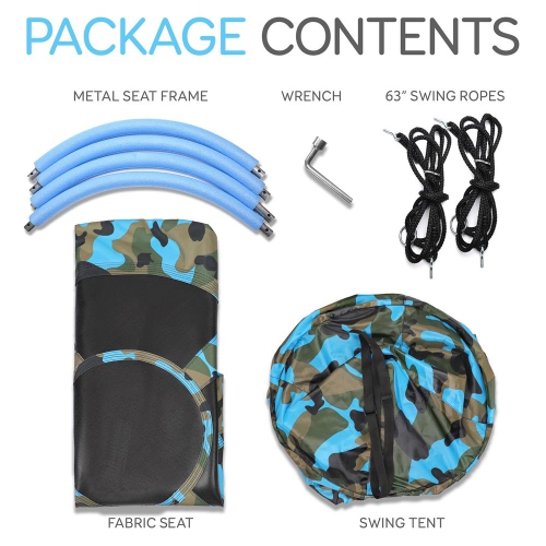 Serene Life Kids Hanging Tent Saucer Swing - Detachable Cover, Giant Hammock Nest Pod, Circular Flying Set - Cushion Padded Metal Frame for Outdoor