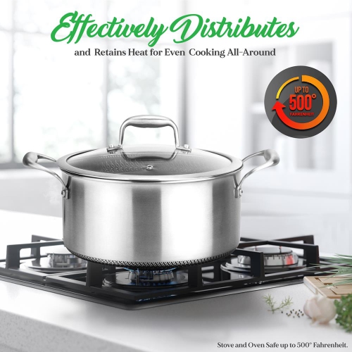 Kitchenware Pots & Pans Set - Triply Stainless Steel Cookware, Non-Stick Coating Inside and Outside