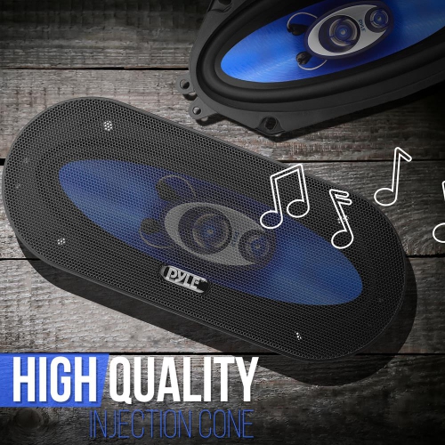 Three-Way Sound Speaker System - One Pair 4'' x 10'' Three-Way Triaxial Loud Audio, 300 Watts w/ 4 Ohm Impedance and 3/4'' Piezo Tweeter for Car