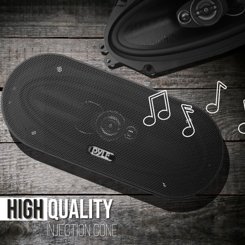 Three-Way Sound Speaker System - One Pair 4'' x 10'' Three-Way Triaxial Loud Audio, 300 Watts w/ 4 Ohm Impedance and 3/4'' Piezo Tweeter for Car