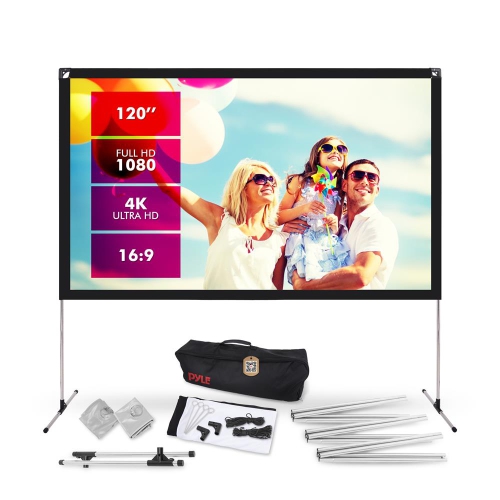 120'' Portable Outdoor Projection Screen - Lightweight Viewing Projector Display with Frame Stand, HD 16:9 Pickup Display