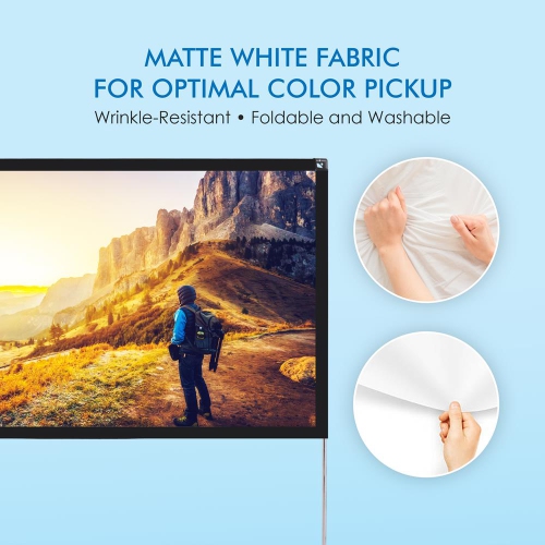 Écran de projection extérieur portatif de 120 po – écran de projection léger avec support de cadre, écran de micro HD 16:9