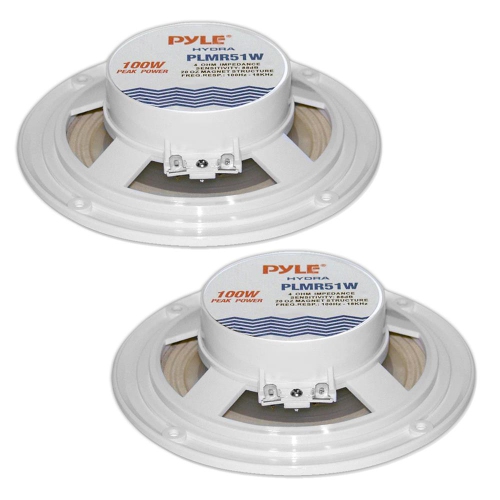 Dual 5.25'' Waterproof Marine Speakers, 2-Way Full Range Stereo Sound, 100 Watt, White