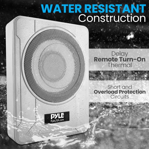 8” 600 Watts Low-Profile Active Amplified Marine & Waterproof Subwoofer System, Suitable for Under-seat Installations