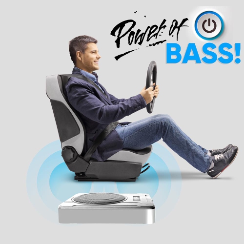 8” 600 Watts Low-Profile Active Amplified Marine & Waterproof Subwoofer System, Suitable for Under-seat Installations