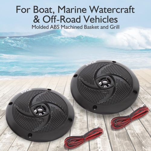 Pyle Waterproof Rated Marine Speakers, Low-Profile Slim Style Speaker Pair, 5.25''-inch