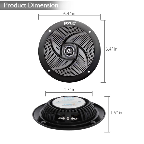Pyle Waterproof Rated Marine Speakers, Low-Profile Slim Style Speaker Pair, 5.25''-inch