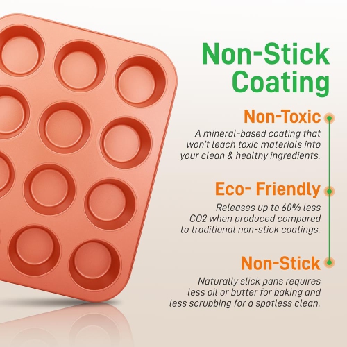 Professional Home Kitchen Bake Pan Set - Attractive, Stylish Non-Stick Metallic Coating, Dishwasher Safe, PFOA, PFOS, PTFE Free