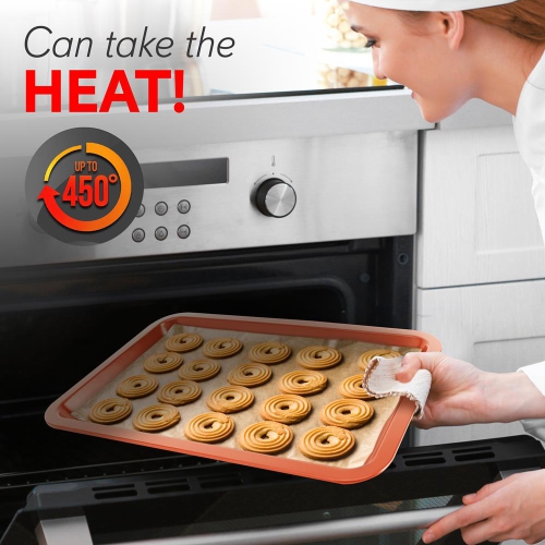 Professional Home Kitchen Bake Pan Set - Attractive, Stylish Non-Stick Metallic Coating, Dishwasher Safe, PFOA, PFOS, PTFE Free