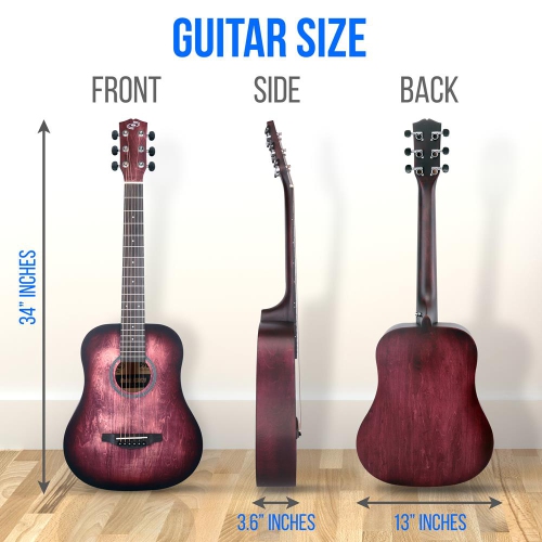 Guitare acoustique 34 po à 6 cordes Beginners - guitare junior 1/2 avec trousse d'accessoires