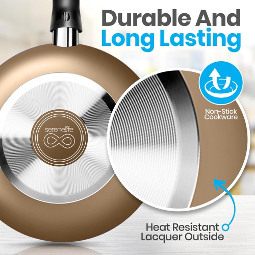 Kitchenware Pots & Pans Set – Basic Kitchen Cookware, Black Non-Stick Coating Inside, Heat Resistant Lacquer