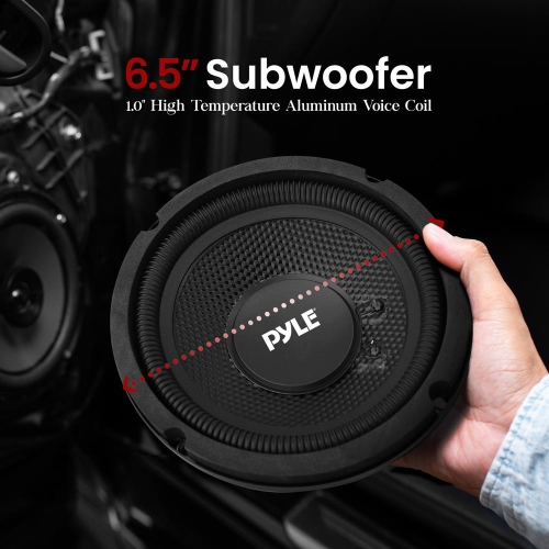 6.5'' Single Voice Coil Car Subwoofer - 150 Watts at 4-Ohm Car Audio Powered Subwoofer, Injection Cone with Rubber Edge