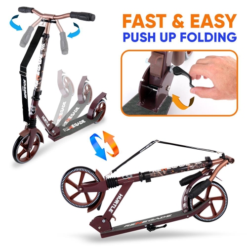 Trottinette légère et pliable - trottinette réglable pour adolescents et adultes, plateforme en alliage avec roues à impact élevé