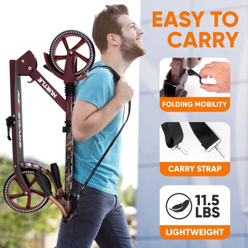 Trottinette légère et pliable - trottinette réglable pour adolescents et adultes, plateforme en alliage avec roues à impact élevé