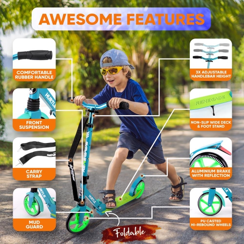 Trottinette légère et pliable - trottinette réglable pour adolescents et adultes, plateforme en alliage avec roues à impact élevé