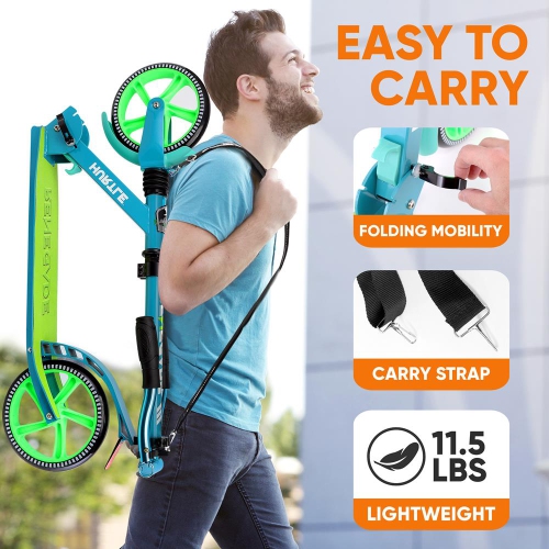 Trottinette légère et pliable - trottinette réglable pour adolescents et adultes, plateforme en alliage avec roues à impact élevé