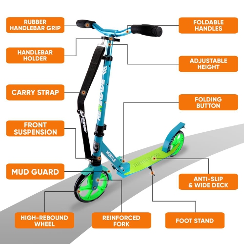 Trottinette légère et pliable - trottinette réglable pour adolescents et adultes, plateforme en alliage avec roues à impact élevé
