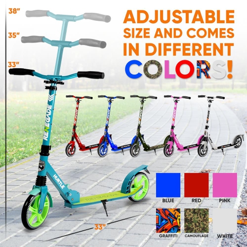 Trottinette légère et pliable - trottinette réglable pour adolescents et adultes, plateforme en alliage avec roues à impact élevé