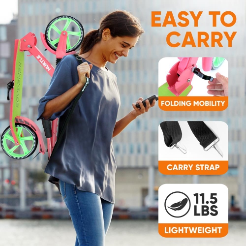 Trottinette légère et pliable - trottinette réglable pour adolescents et adultes, plateforme en alliage avec roues à impact élevé