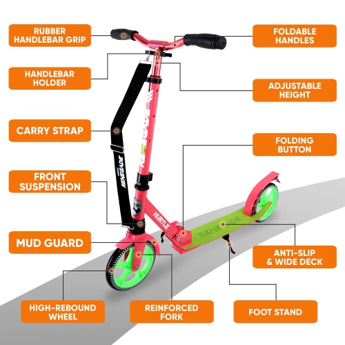 Trottinette légère et pliable - trottinette réglable pour adolescents et adultes, plateforme en alliage avec roues à impact élevé