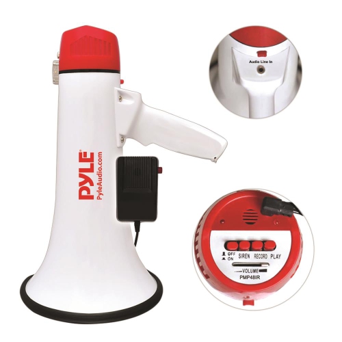 Image 2 of 3.. Megaphone Bullhorn, Built-in Rechargeable Battery, Aux Input for MP3/Music, Siren Alarm