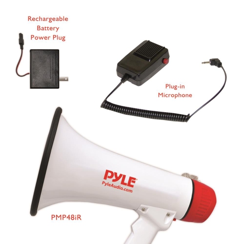 Image 3 of 3.. Megaphone Bullhorn, Built-in Rechargeable Battery, Aux Input for MP3/Music, Siren Alarm