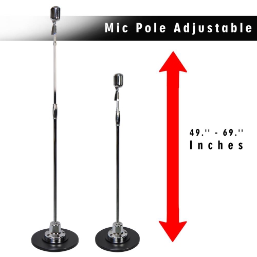 Classic Retro Vintage Style Microphone & Swing Stand, Silver Style