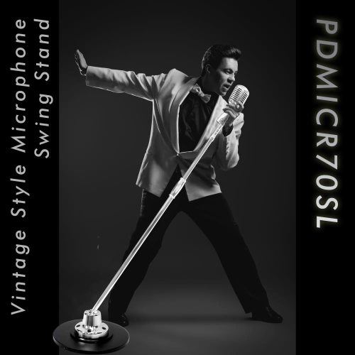 Classic Retro Vintage Style Microphone & Swing Stand, Silver Style