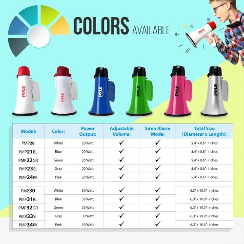 Haut-parleur de mégaphone compact et portatif avec mode alarme de sirène, alimenté par piles