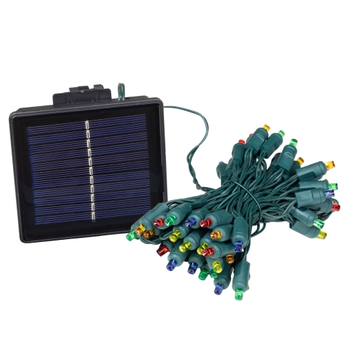 Novelty Lights 100 Light Solar Powered LED Outdoor Mini Light String, 50 Feet on Green Wire, 5mm Bulbs, Automatic Dusk to Dawn Operation