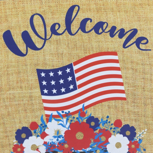 Floral Mason Jars "Welcome" USA Flag Patriotic Outdoor Garden Flag 18" x 12.5"