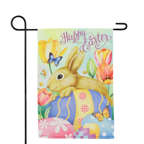 Bunny and Butterflies "Happy Easter" Outdoor Garden Flag - 18" x 12.5"