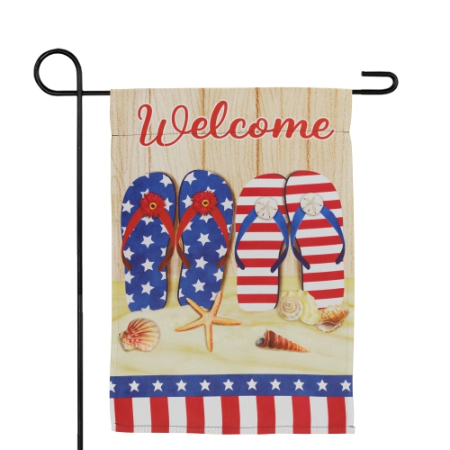 Sandy Beach "Welcome" Stars and Stripes Patriotic Outdoor Garden Flag 18" x 12.5"