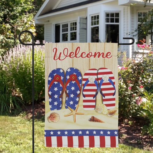 Sandy Beach "Welcome" Stars and Stripes Patriotic Outdoor Garden Flag 18" x 12.5"