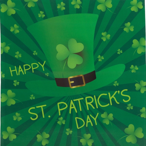 Leprechaun Hat "Happy St. Patrick's Day" Shamrocks Outdoor Garden Flag 18" x 12.5"