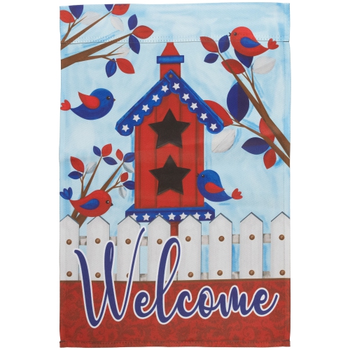 NORTHLIGHT  Patriotic Birdhouse "welcome" Outdoor Garden Flag 18" X 12.5"