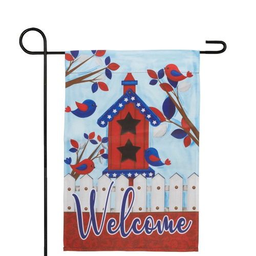Patriotic Birdhouse "Welcome" Outdoor Garden Flag 18" x 12.5"