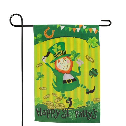 Dancing Leprechaun "Happy St. Patty's" Outdoor Garden Flag 18" x 12.5"