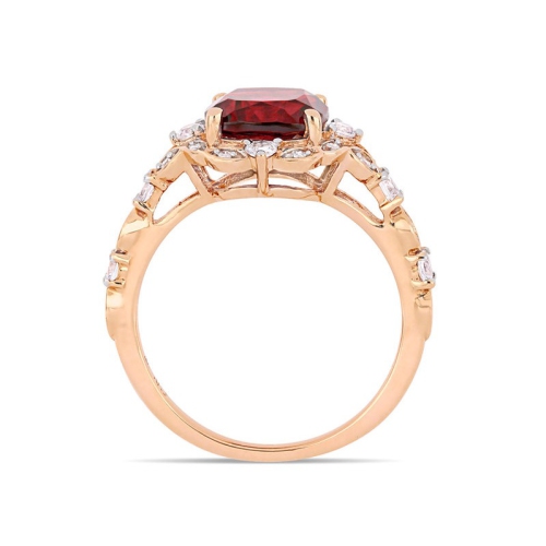3.50 Carat Garnet and White Sapphire Ring in 14K Rose Pink Gold