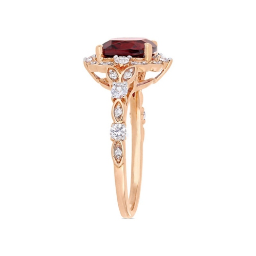 3.50 Carat Garnet and White Sapphire Ring in 14K Rose Pink Gold