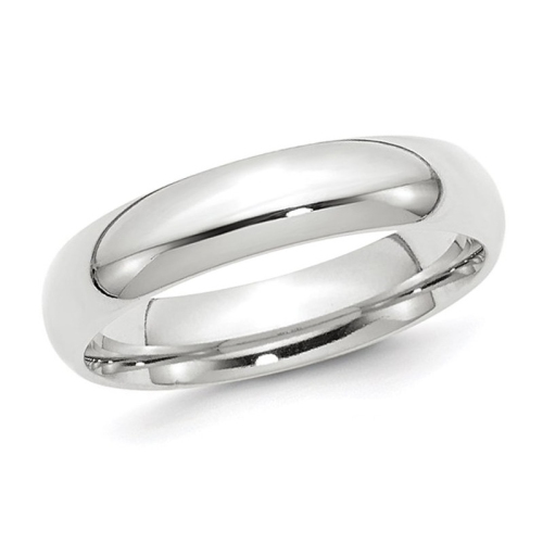 GEM AND HARMONY  Ladies 10K Gold 5MM Polished Wedding Band Ring In White