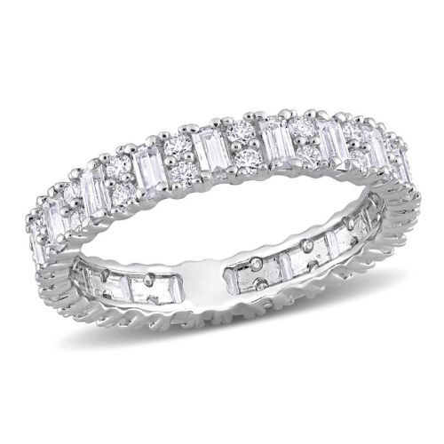 GEM AND HARMONY  1.53 Carat (Ctw) Lab-Created Moissanite Anniversary Eternity Ring Band In Sterling In Silver