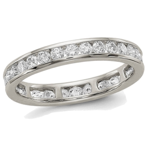 GEM AND HARMONY  1.00 Carat (Ctw Color H-I, I1-I2) Diamond Eternity Wedding Band Ring In 14K Gold In White