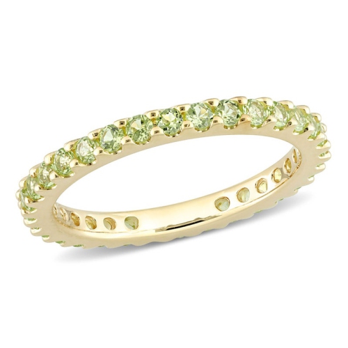 GEM AND HARMONY  1.28 Carat (Ctw) Peridot Eternity Band Ring 10K Gold In Yellow