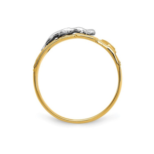 Mens 14K Yellow Gold Diamond-Cut Mens Crucifix Ring