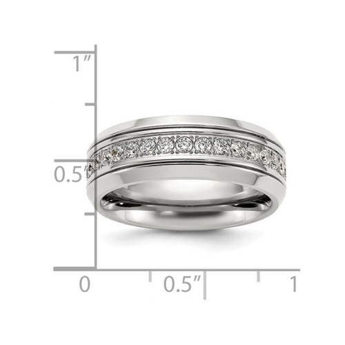 Bague homme en titane poli avec Zirocnias cubiques synthétiques